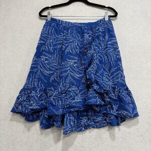Sundance Skirt Womens XS Blue Ruffle Hem Tiered Lined Boho Midi Elastic Waist